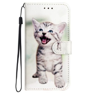 Etui Folio Samsung Galaxy S24 5g Zabawny Kotek Z Paskiem Etui Ochronne