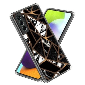 Etui Samsung Galaxy S24 5g Abstrakcyjny Marmurowy Wzór W CZarnej Geometrii