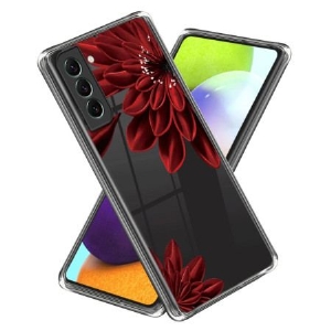 Etui Samsung Galaxy S24 5g Przezroczysty CZerwony Kwiat