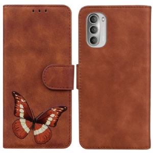 Etui Folio do Moto G51 5G Motyl Dotykający Skóry