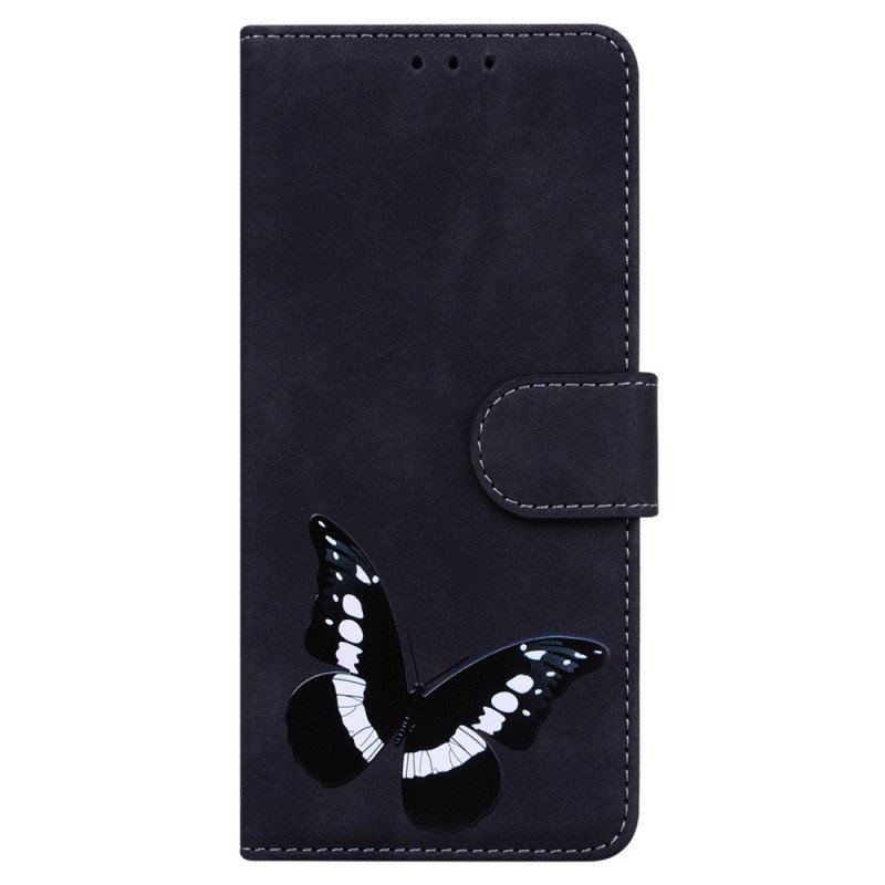 Etui Folio do Moto G51 5G Motyl Dotykający Skóry