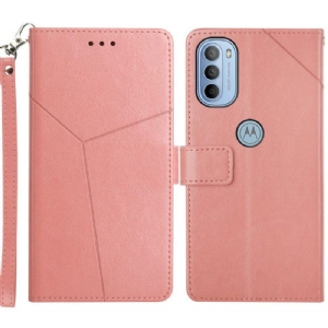 Etui Folio do Moto G51 5G Stylowa Skórzana Konstrukcja Geo Y