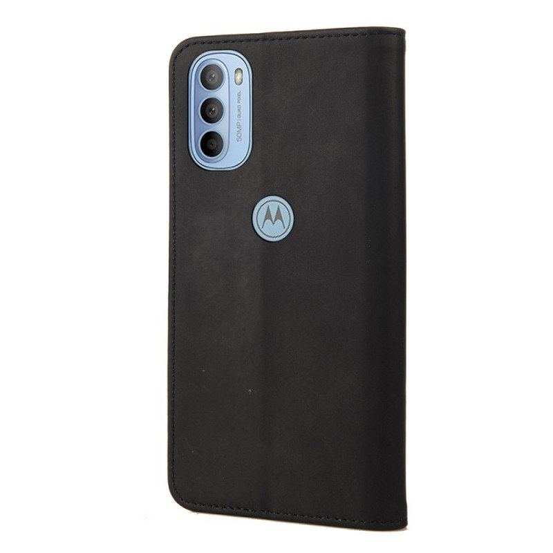 Etui Na Telefon do Moto G51 5G Etui Folio Dwukolorowy Biznesowy Efekt Skóry