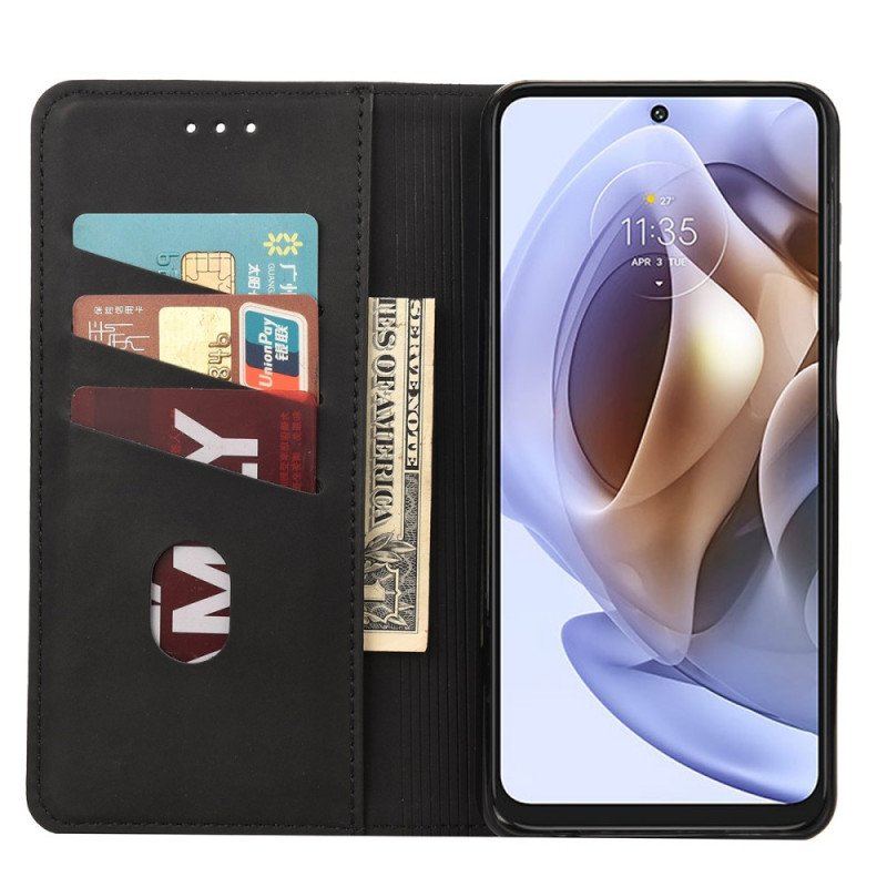 Etui Na Telefon do Moto G51 5G Etui Folio Dwukolorowy Biznesowy Efekt Skóry