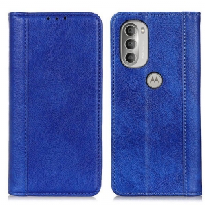 Etui Na Telefon do Moto G51 5G Etui Folio Elegancka Dwoina Skóry Liczi