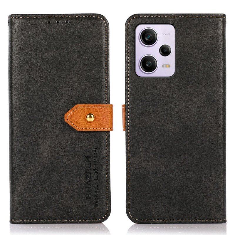 Etui Folio do Xiaomi Redmi Note 12 Pro Dwukolorowe Złote Zapięcie Khazneh