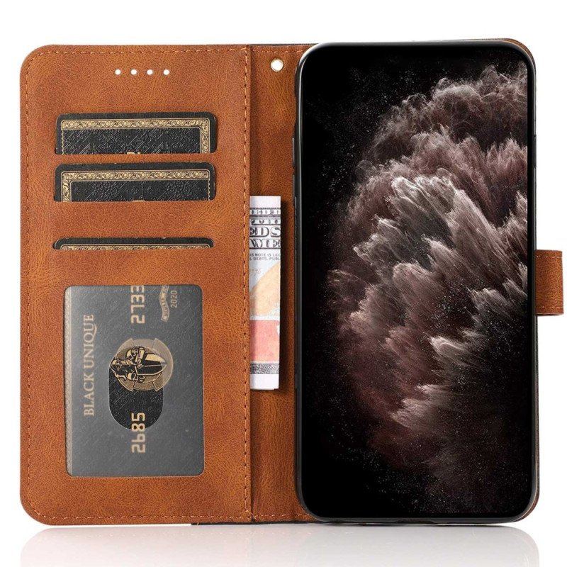 Etui Folio do Xiaomi Redmi Note 12 Pro z Łańcuch Dwukolorowy Pasek