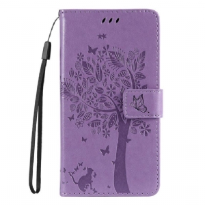 Etui Folio do Samsung Galaxy S23 5G Drapak Dla Kota Ze Smyczą