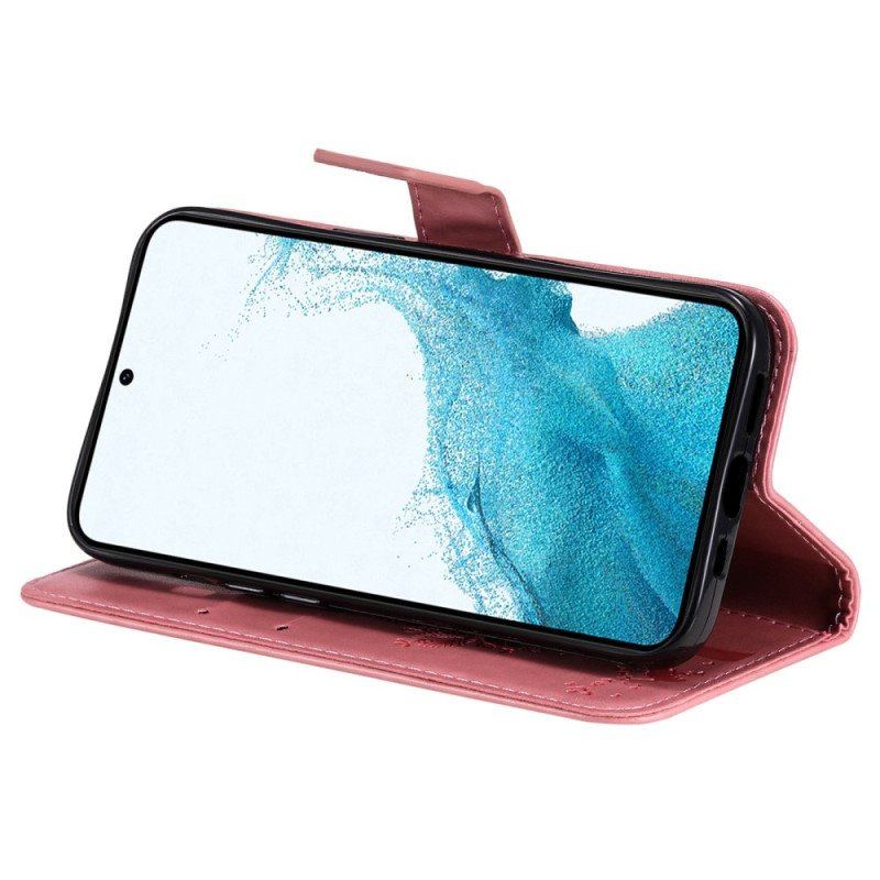 Etui Folio do Samsung Galaxy S23 5G Drapak Dla Kota Ze Smyczą