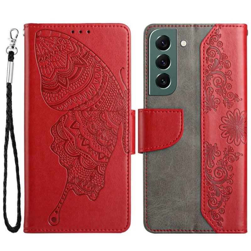 Etui Folio do Samsung Galaxy S23 5G Dwukolorowy Barokowy Motyl