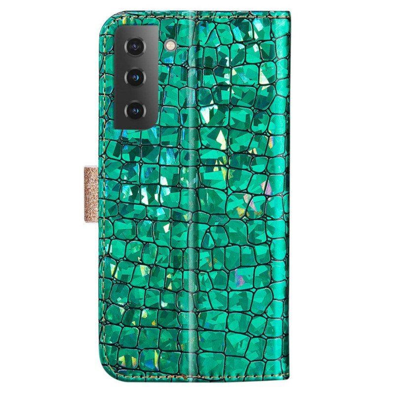 Etui Folio do Samsung Galaxy S23 5G Krokodyle Diamenty