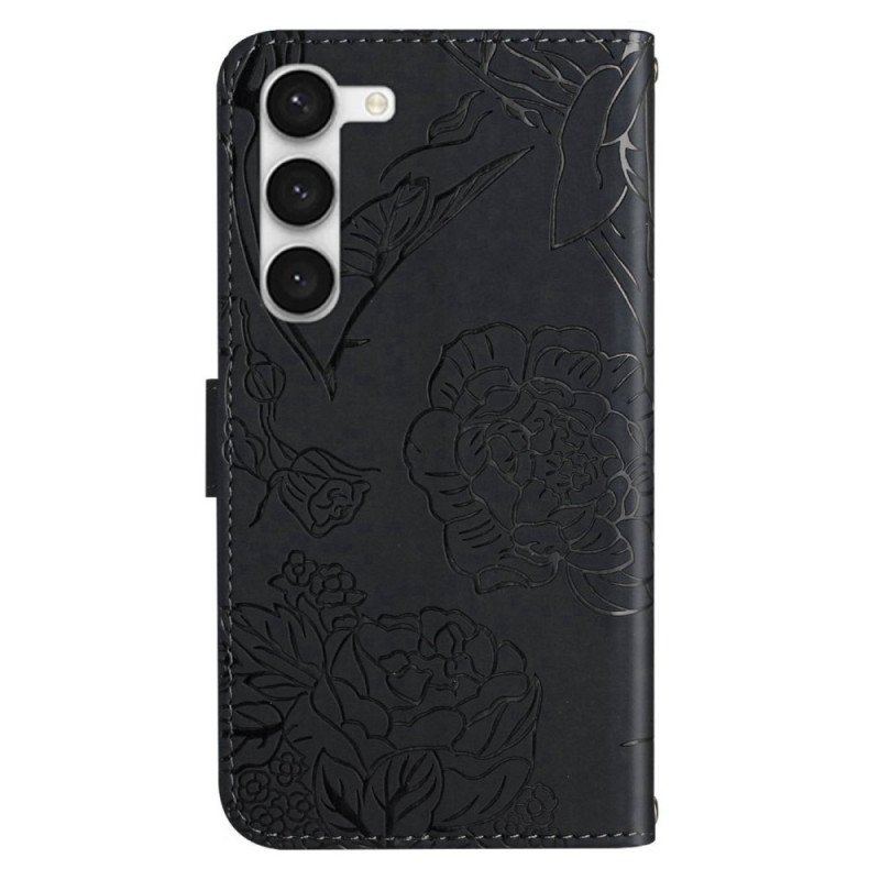 Etui Folio do Samsung Galaxy S23 5G Motyl Ze Smyczą