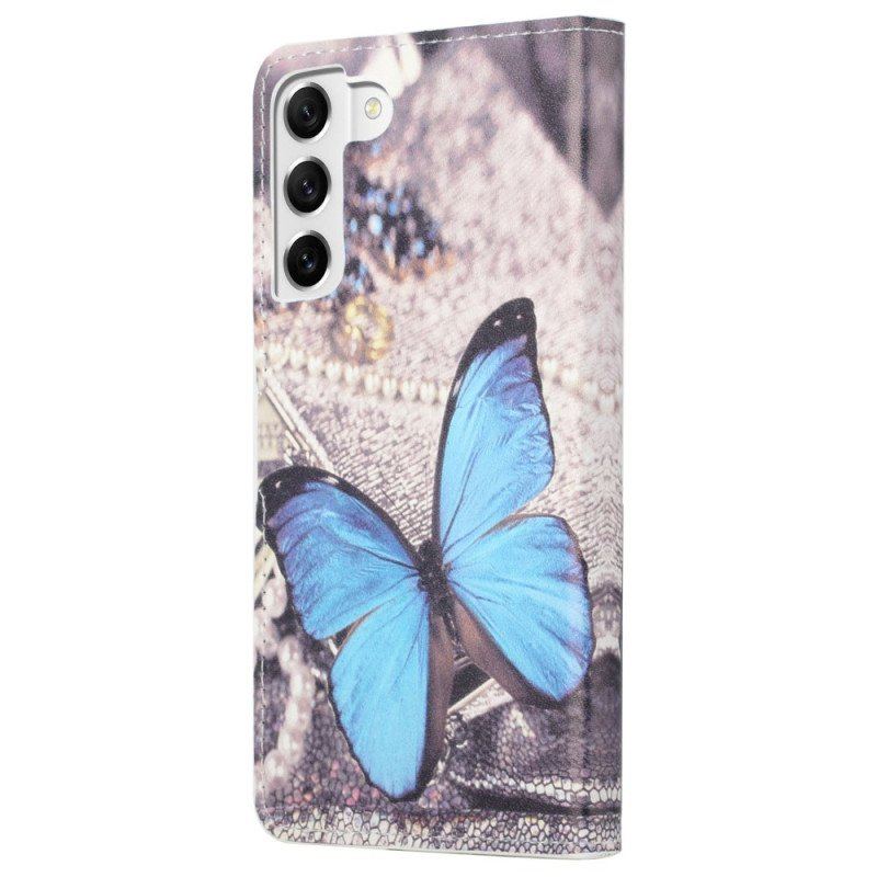 Etui Folio do Samsung Galaxy S23 5G Niebieski Motyl