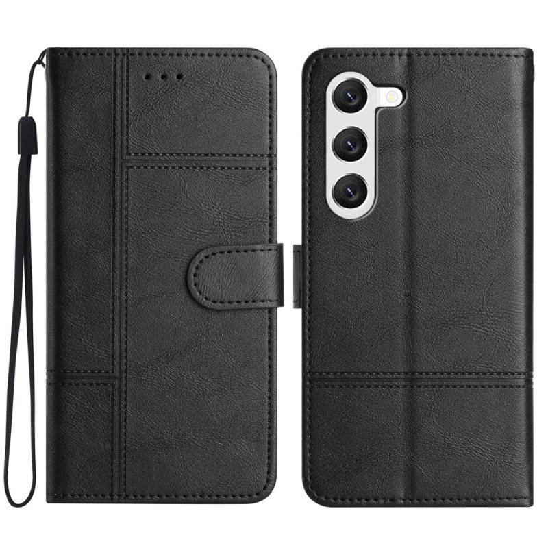 Etui Folio do Samsung Galaxy S23 5G z Łańcuch Biznes W Smyczy