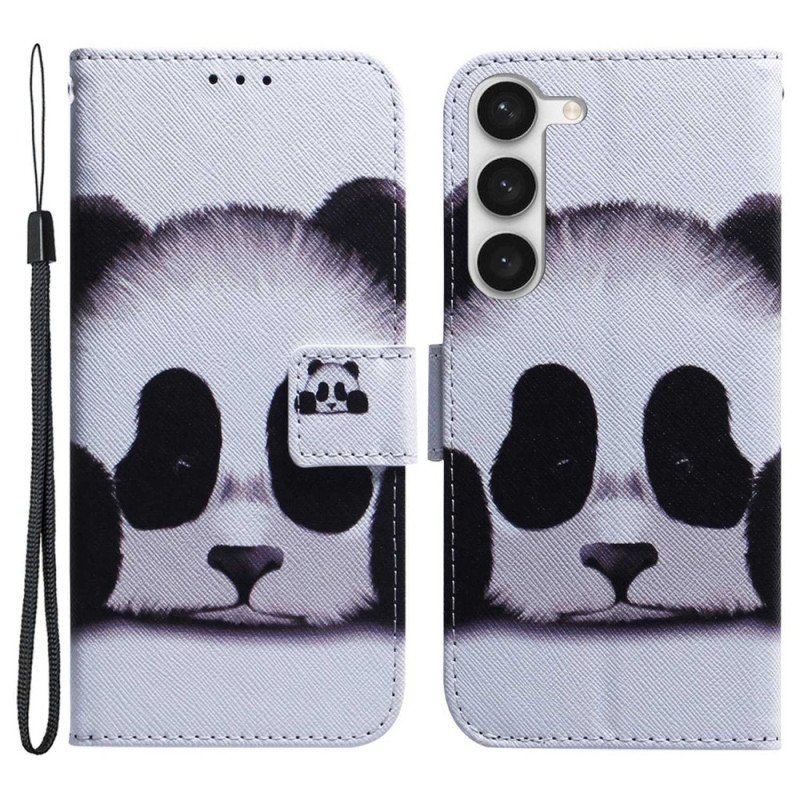 Skórzany Futerał do Samsung Galaxy S23 5G z Łańcuch Moja Panda Na Smyczy