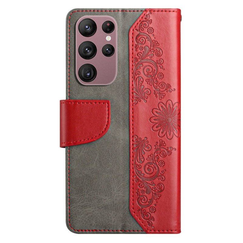 Etui Folio do Samsung Galaxy S23 Ultra 5G Dwukolorowy Barokowy Motyl