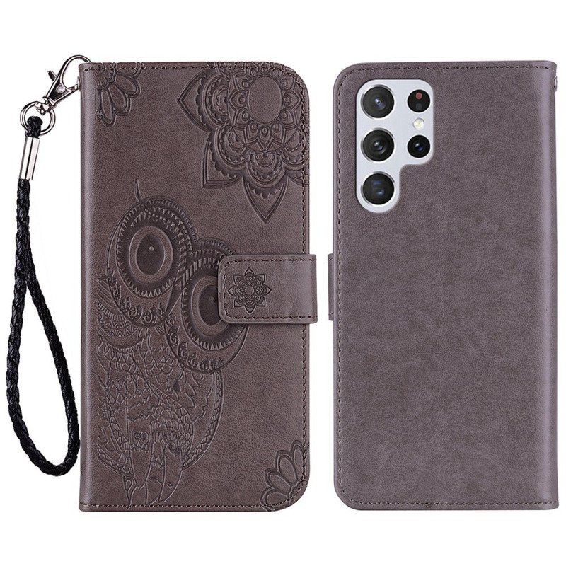 Etui Folio do Samsung Galaxy S23 Ultra 5G Sowa Mandala I Smycz