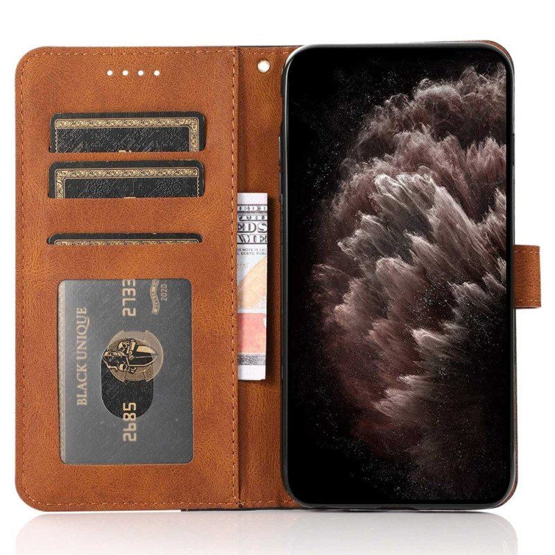 Etui Folio do Samsung Galaxy S23 Ultra 5G z Łańcuch Dwukolorowy Pasek