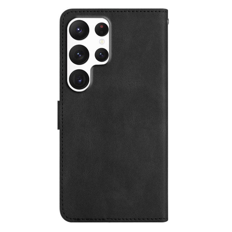 Etui Folio do Samsung Galaxy S23 Ultra 5G z Łańcuch Linie Smyczy