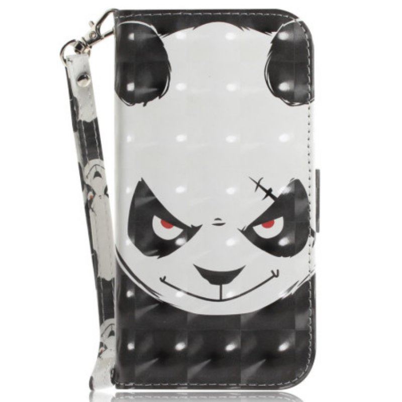 Etui Folio do Samsung Galaxy S23 Ultra 5G z Łańcuch Wściekła Panda Ze Smyczą