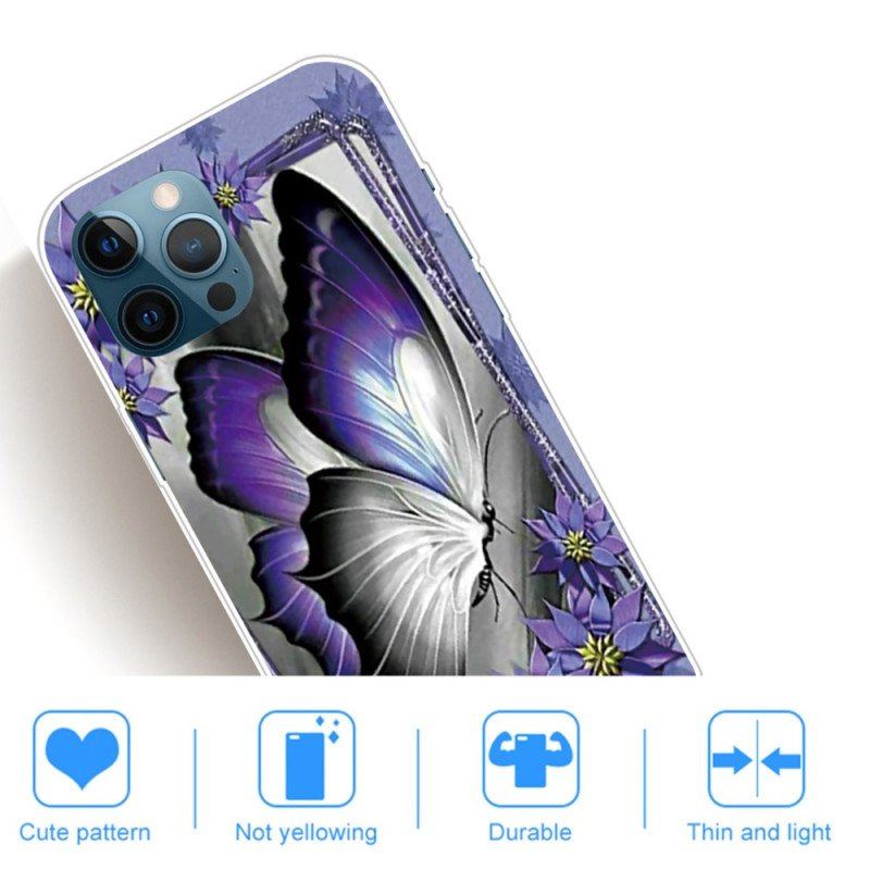 Etui do iPhone 14 Pro Max Fioletowy Motyl