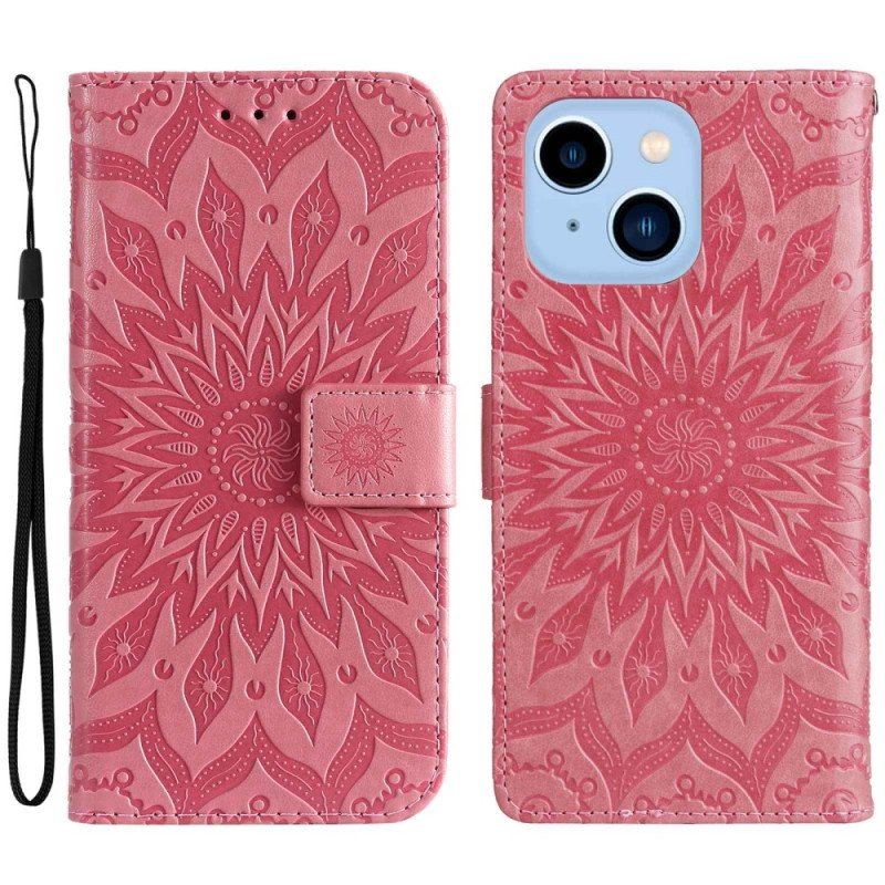 Etui Folio do iPhone 14 Pro Max Mandala Sun Ze Smyczą