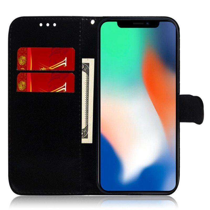 Etui Folio do iPhone 14 Pro Max Osłona Lusterka Ze Sztucznej Skóry