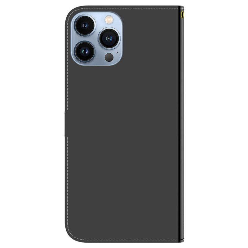 Etui Folio do iPhone 14 Pro Max Osłona Lusterka Ze Sztucznej Skóry