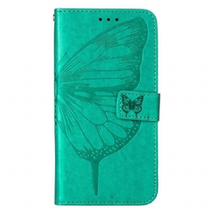 Etui Folio do iPhone 14 Pro Max z Łańcuch Barokowy Motyl Z Paskami