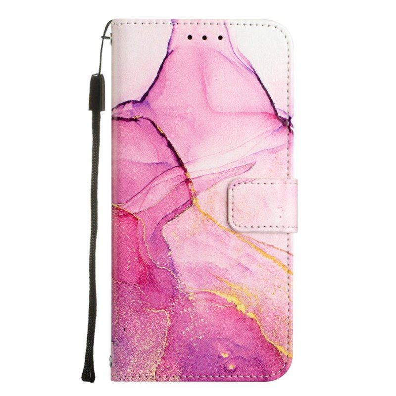 Etui Folio do iPhone 14 Pro Max z Łańcuch Pasek Marmuru