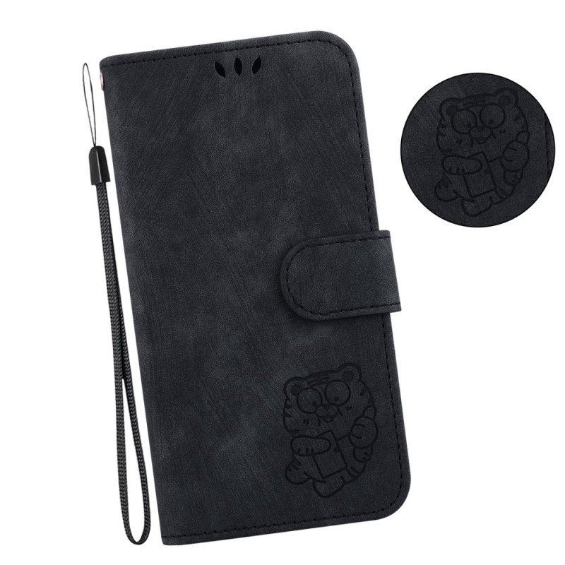 Etui Folio do iPhone 15 Pro Słodki Tygrys