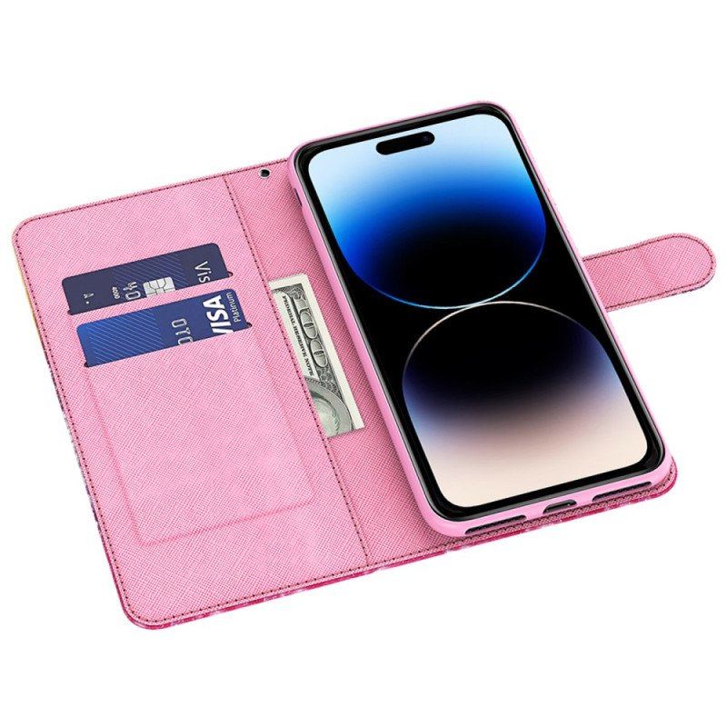 Etui Folio do iPhone 15 Pro z Łańcuch Pod Czerwonym Drzewem 3d Z Paskiem