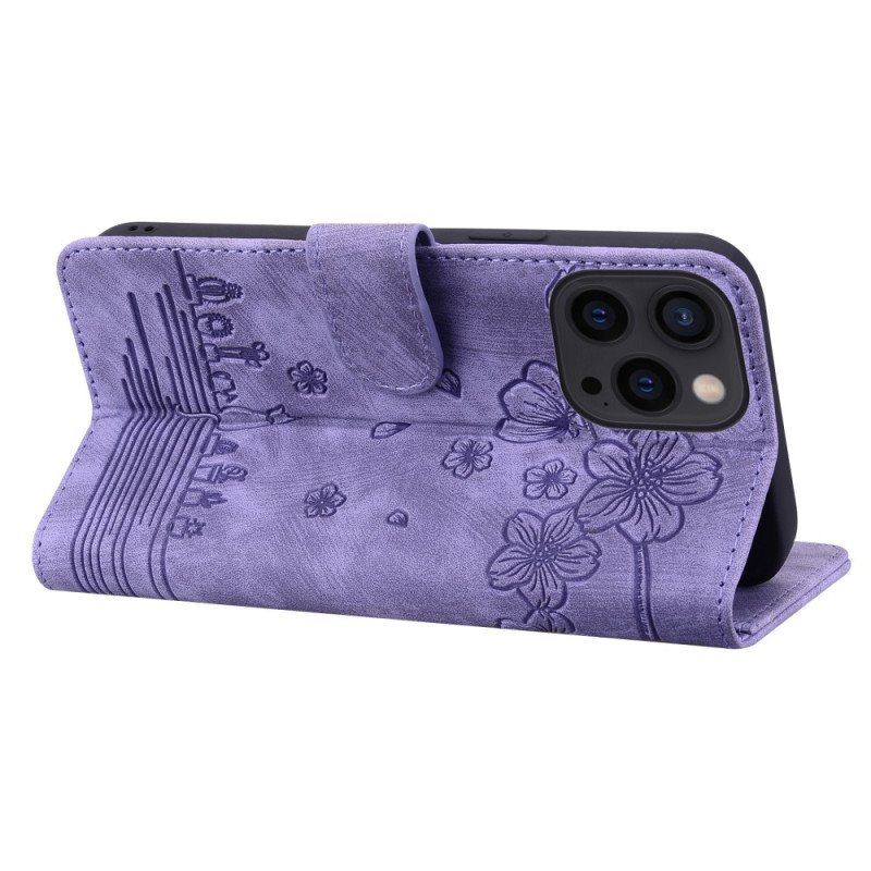 Etui Folio do iPhone 15 Pro z Łańcuch Stringi Cat Daydream