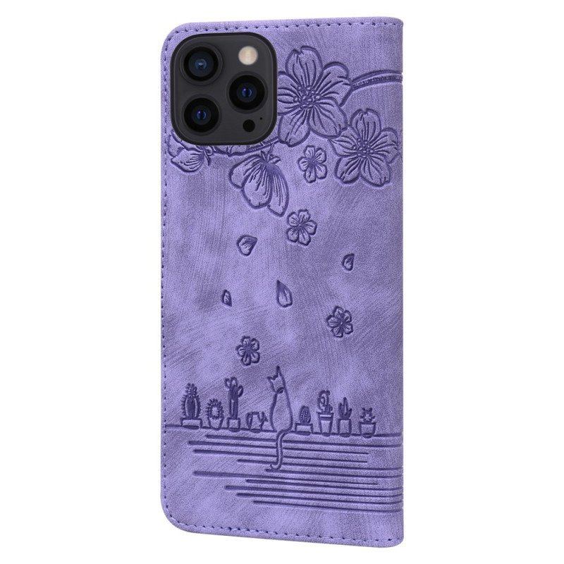 Etui Folio do iPhone 15 Pro z Łańcuch Stringi Cat Daydream