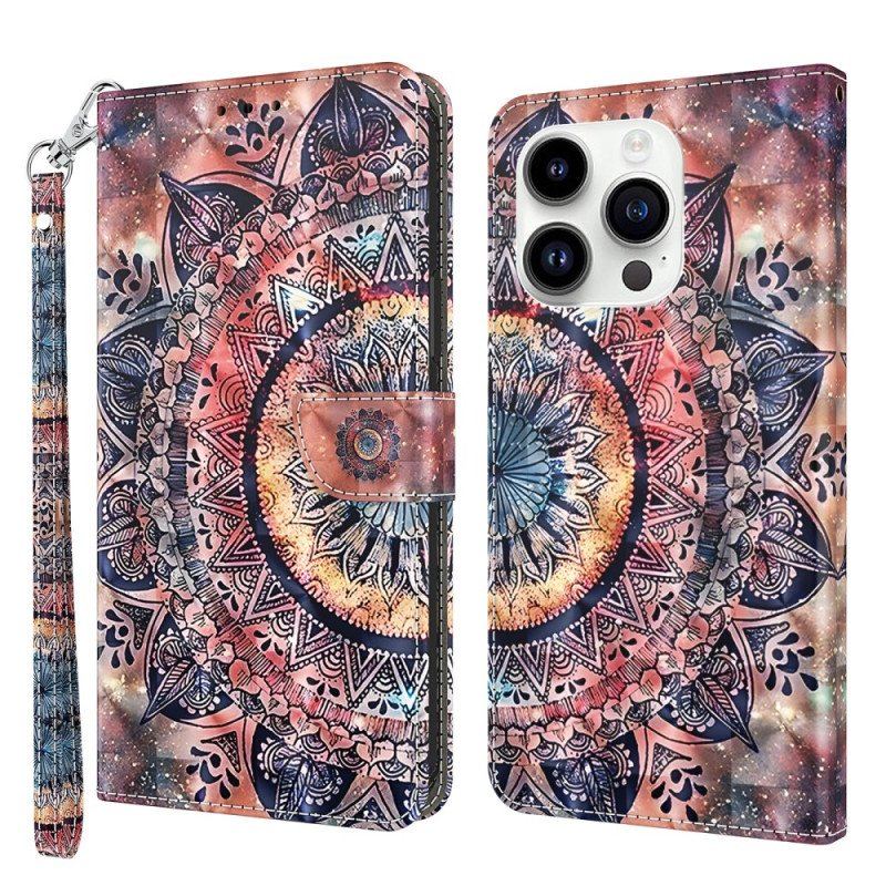 Obudowa Etui Na Telefon do iPhone 15 Pro z Łańcuch Mandala Z Paskiem