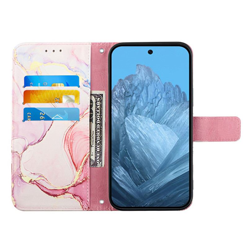 Etui Folio Google Pixel 9 Pro Marmurkowy Styl Z Paskami