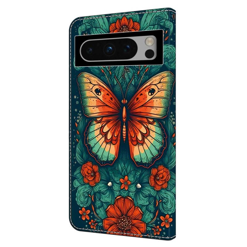 Etui Folio Google Pixel 9 Pro Motyl Na Kwiecistym Tle Etui Ochronne