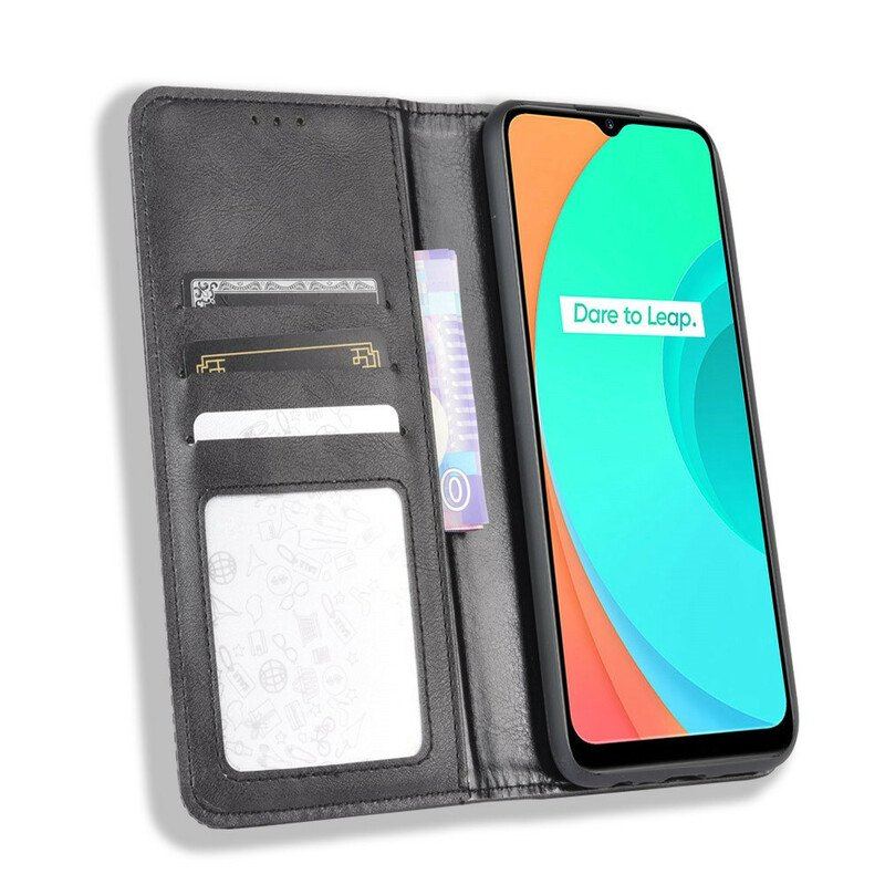 Etui Na Telefon do Realme C11 Etui Folio Stylizowany Efekt Skóry W Stylu Vintage