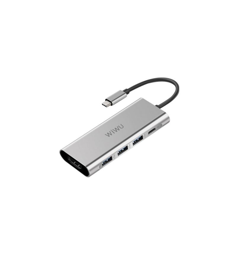 Przejściówka Usb-C Do Hdmi/Usb Do Komputera — Srebrna