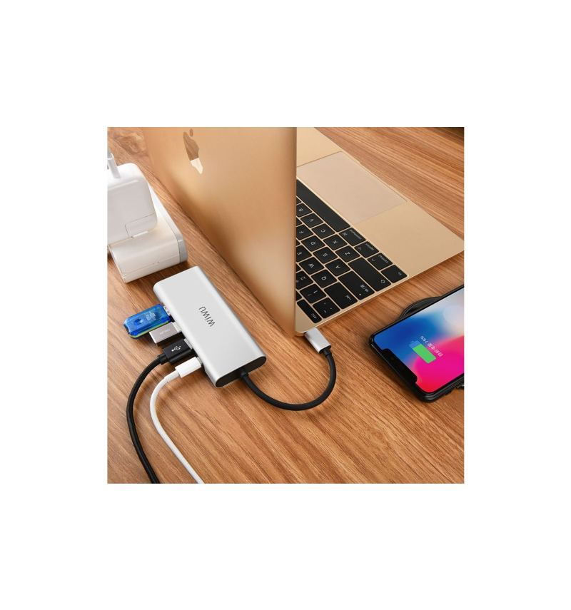 Przejściówka Usb-C Do Hdmi/Usb Do Komputera — Srebrna