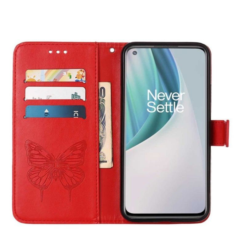 Etui Folio do OnePlus Nord N10 Butterfly Flower Posiadacz Karty