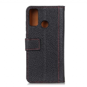 Etui Folio do OnePlus Nord N10 Skóra Ziarnista Szwy