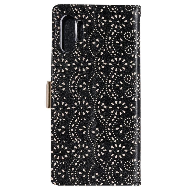 Etui Folio do Samsung Galaxy Note 10+ / Note 10+ 5G Obrzeża Wzór Koronki Z Paskiem