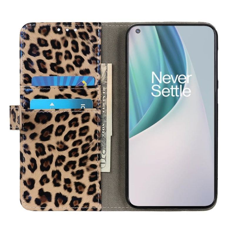 Etui Na Telefon Pokrowce do OnePlus Nord N100 Biznes Faux Leather Leopard Style