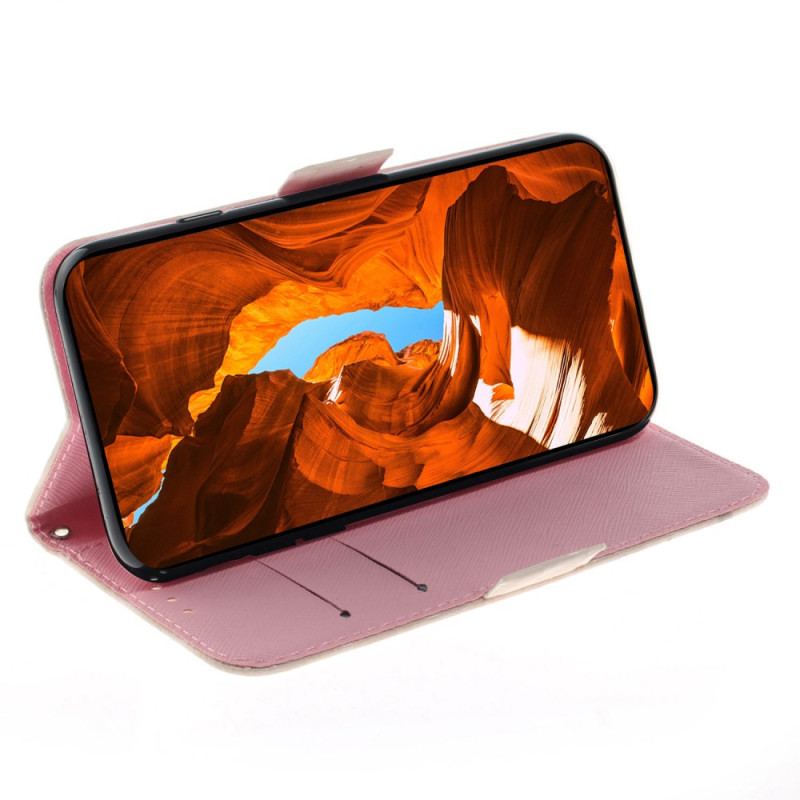 Etui Folio Do Xiaomi Redmi Note 13 Pro Plus 5g Magnolie W Paski