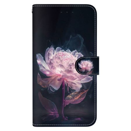 Etui Folio Xiaomi Redmi Note 13 Pro Plus 5g Fioletowa Piwonia Z Paskiem Etui Ochronne