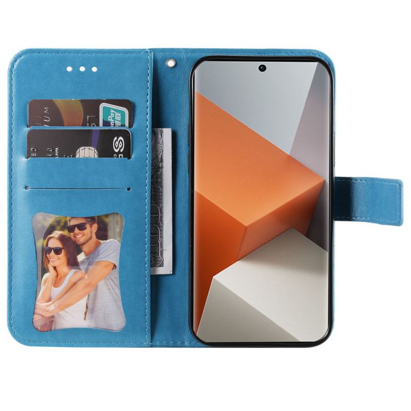 Etui Folio Xiaomi Redmi Note 13 Pro Plus 5g Kwiatowy Wzór Z Paskiem