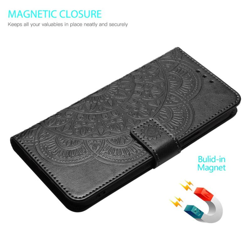 Etui Folio Xiaomi Redmi Note 13 Pro Plus 5g Nadruk Mandali Z Paskiem Etui Ochronne