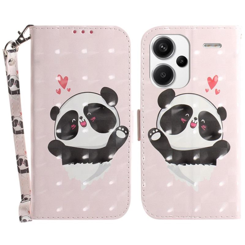 Etui Folio Xiaomi Redmi Note 13 Pro Plus 5g Panda Love Z Paskiem Etui Ochronne