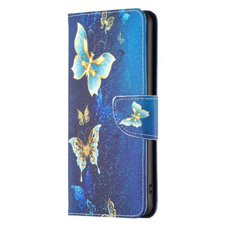 Etui Folio Xiaomi Redmi Note 13 Pro Plus 5g Złote Motyle Etui Ochronne